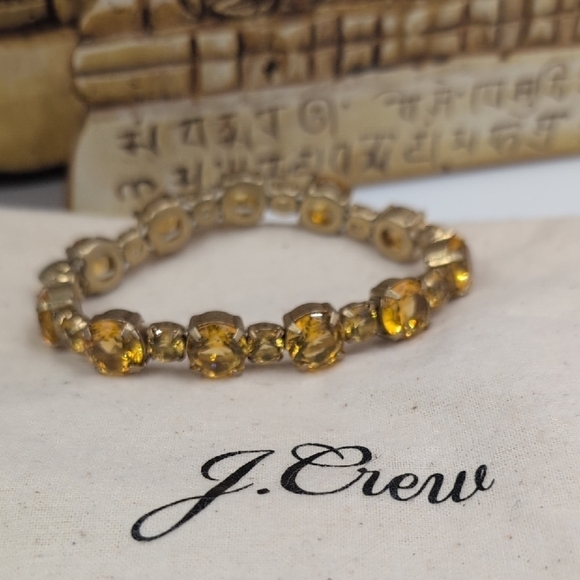 J. Crew Jewelry - J. Crew Gold Stretch Bracelet with Yellow Stones